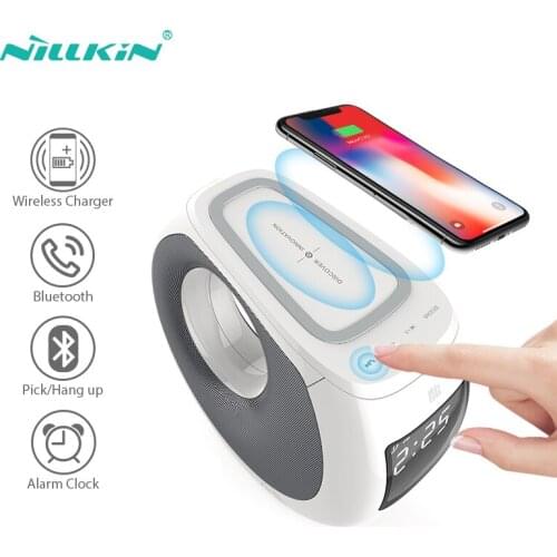 Wireless Charger NILLKIN Stereo Subwoofer Clock Alarm Bluetooth Speaker Qi Wireless Phone Chargers For iPhone Xiaomi Samsung