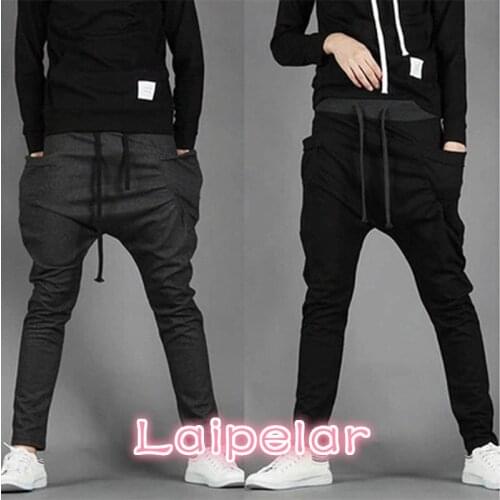 New Trend Men Casual Pants High Quality Hip Hop Harem Outwear Pants Big Pockets Solid Sweatpants 8 Colors Mens Joggers