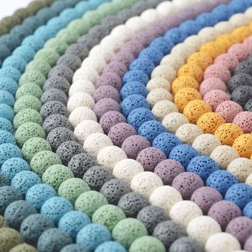Oameusa 6mm 8mm 10mm 12mm Round Mixed Color Lava Volcanic Stone Loose Beads Agates Beads for Jewelry Making 1 Strand 15"