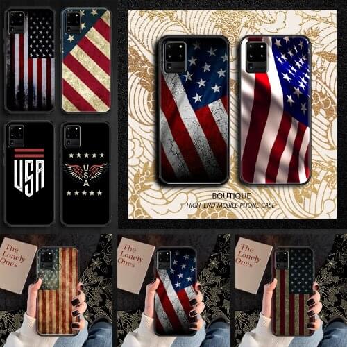 America USA Flag Phone case For Samsung Galaxy Note 4 8 9 10 20 S8 S9 S10 S10E S20 Plus UITRA Ultra black art Etui silicone