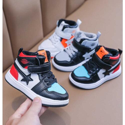 Children winter sneakers 2021 winter autumn boys girls middle cut cotton warm sports shoes baby soft microfiber running shoes