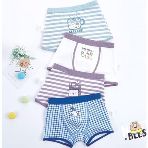 Childrens Underwear for Kids Cartoon Shorts Soft Cotton Underpants Boys Panties Car Pattern 4Pcs/lot