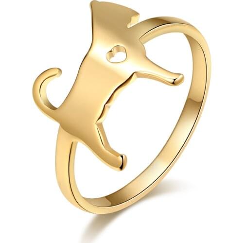 DOTIFI New Fashion, Cute And Simple Ring 316L Stainless Steel Pet Dog Animal Style Hollow Love Jewelry R239