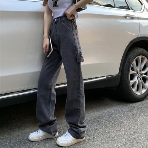 Jeans Women Straight Trousers Black Mopping Vintage High Waist Leisure All-match Loose Ins Daily Korean Style Jean Clothing New