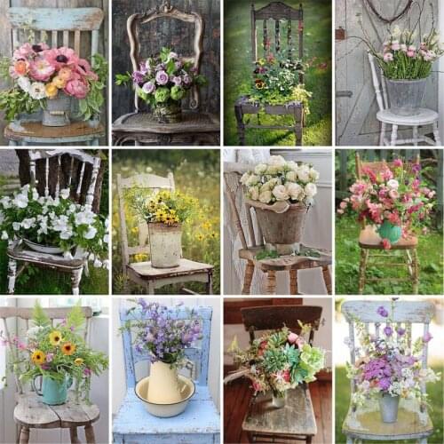 GATYZTORY 60x75cm Frame DIY Painting By Numbers Flower on the chair HandPainted Oil Painting Canvas Drawing Home Wall Decor