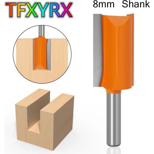 1pc 8mm Shank Straight Flush Trim Router Bit Double Flute Milling Cutter for Wood Tungsten Carbide Woodwork Tool
