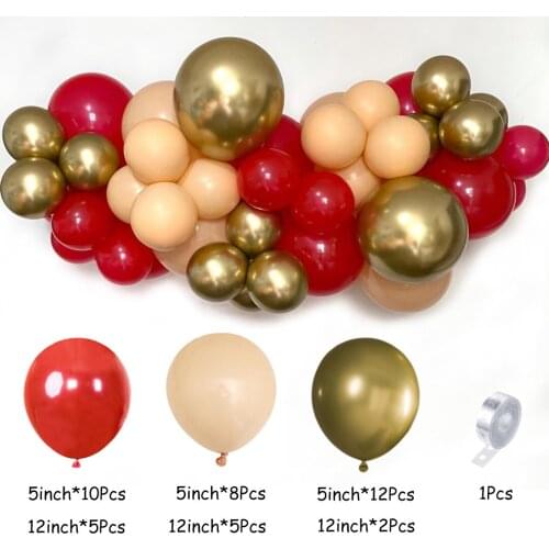 Red Metal Golden Balloon Garland Arch Kit Apricot Latex Balloon Kids Birthday Party Baby Shower Wedding Decoration Supplies