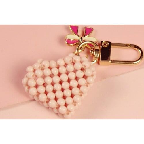 Creative Heart Keychains Fashion Key Chains Women Bag Charm Pendant Key Rings Holder Love Beads Weave Keyrings Gifts