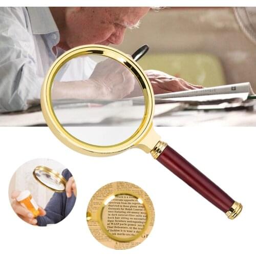Portable Handheld 10X Magnifying Glass Magnifier Antique Handle For Reading Book Inspection Coins 60mm