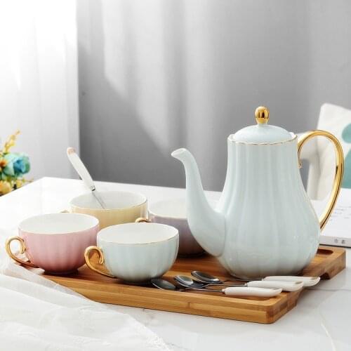 Nordic Minimalist Coffee Kettle Ceramic Royal 1000Ml Heat-resistant English Bone China Tea Set Kitchen Dining Bar