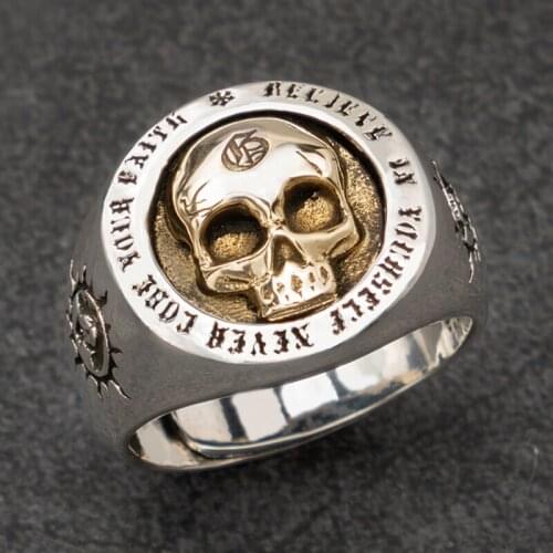 Skull Silver rings for man Vintage Punk Sterling Silver fashion jewelry hippop street culture mygrillz