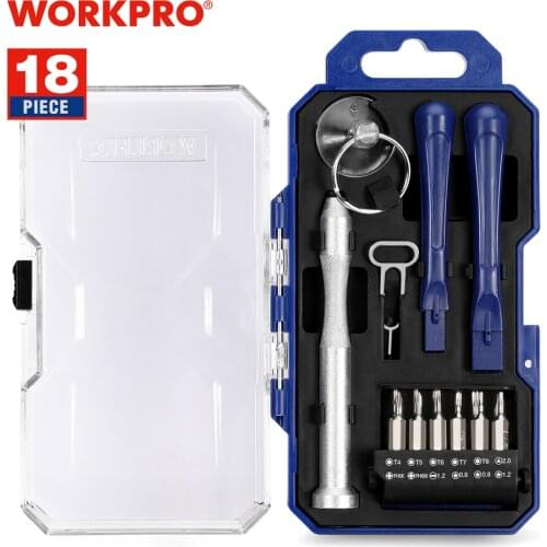 WORKPRO 18PC Screwdriver for iphone ipad Smart Phone Repair Tool Kits Slotted Phillips Torx Triangle Bits Set Suction Cups