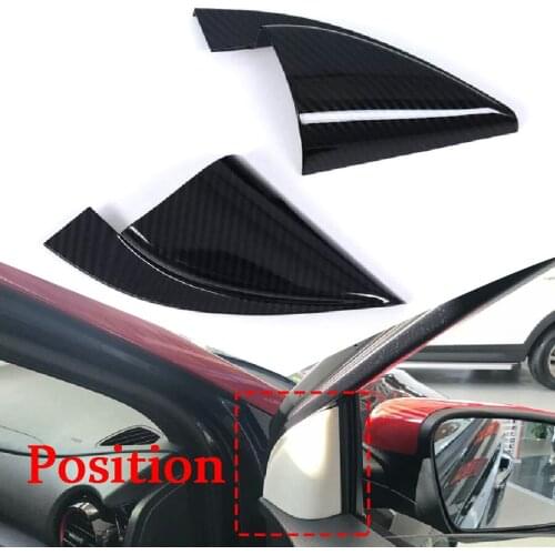 JEAZEA 2xFront Door A Pillar Triangle Cover Trim Carbon Fiber Interior Triangle Fit for Hyundai Encino Kauai Kona 2018 2019 2020