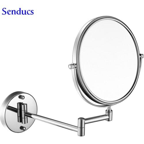 Senducs Polished Chrome Bath Mirror 3x Magnifying Mirror With High Quality Brass Bathroom Mirrors By 8 Inch Bath Beauty Mirror