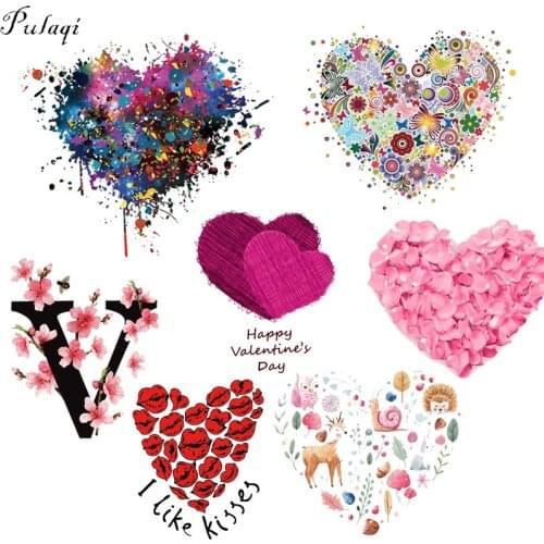 Pulaqi Love Heart Clothes Sticker Heat Transfer Iron On Patch A-level Washable Clothes Stickers Easy Print By Household Irons F