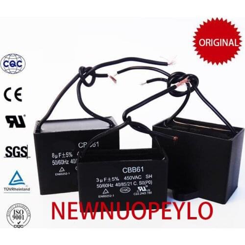 10pcs CBB61 starting capacitor 1uf / 1.2uf / 1.5uf / 1.8uf / 2.5uf / 3uf / 3.5uf to 20uf AC Fan Capacitor 450V CBB Original