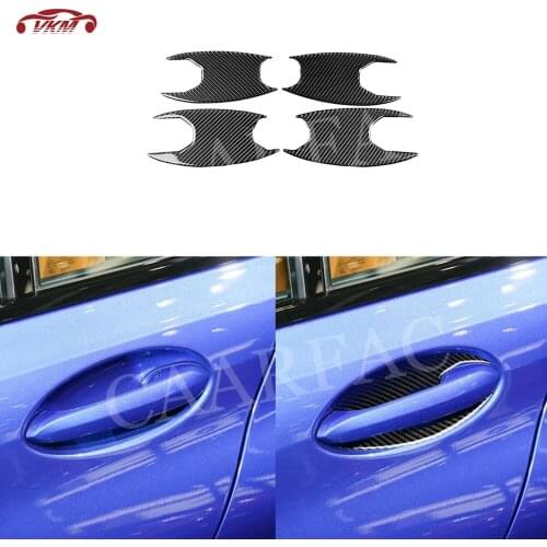 4 PCS/Set Carbon Fiber Car Door Handle Inner Bowl Trim Cover Scratches Resistant Stickers For BMW 3 Series G20 G28 2019 2020