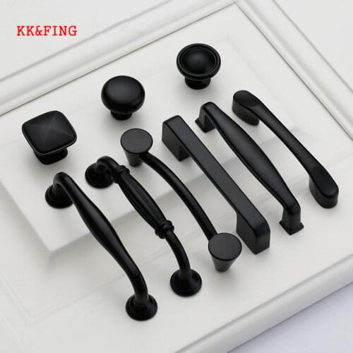 KK&FING American Zinc Alloy Black Cabinet Handles and Knobs For Kitchen Cupboard Door Drawer Handles Furniture Handle Hardware