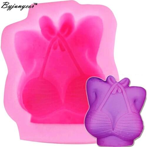S081 1pcs Summer Beach Bikini Bra Candle Silicone Mold Fondant Chocolate Candy Crystal Epoxy Clay Plaster Concrete Candle Soap