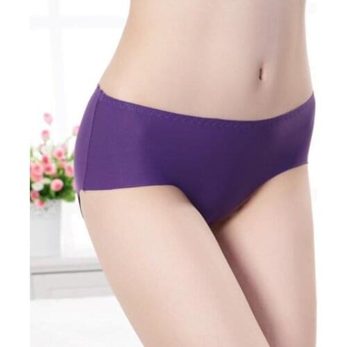Sexy Ice Silk Briefs Ultra Thin Seamless Womens Underwear Solid Comfortable Female Panties Plus Size Lingerie
