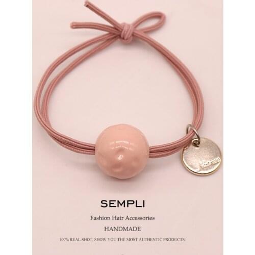 Sempli Plastic Beads Elastic Hair Bands Nylon Rubber Bands for Womens Geometric Hair Ponytail Holder gumki do wlosow isnice