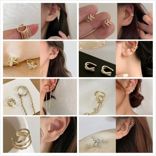 High sense of ear bone clip earrings cold wind super fairy French simple compact exquisite zircon ear clip without pierced ears