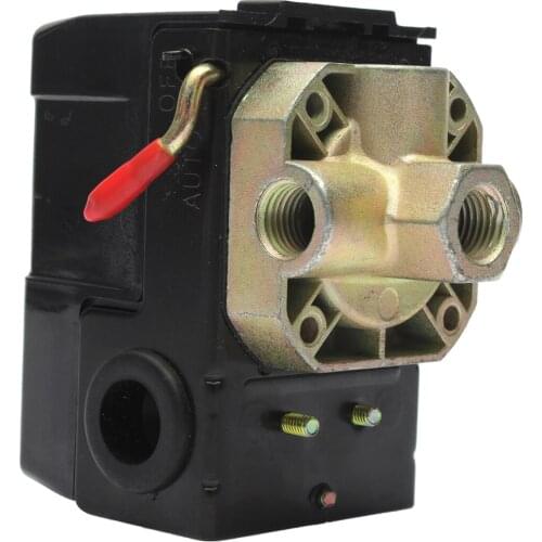 SHGO HOT-90-125PSI 4 Port 26 AMP Pressure Switch Control Valve Air Compressor Heavy Duty Black