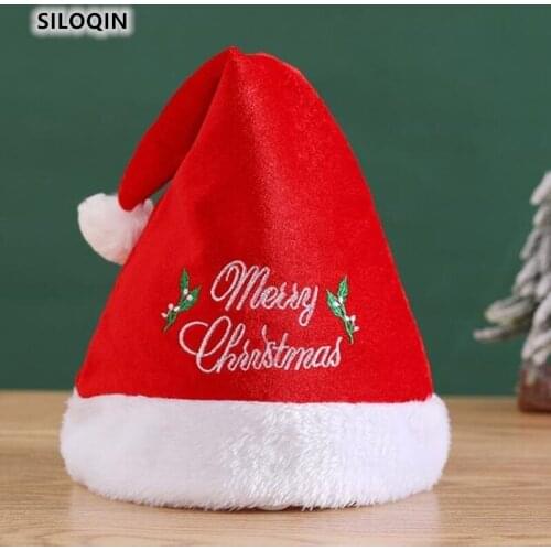 SILOQIN Christmas Hat Decorate Cartoons Adult Child Performance Party Non-Woven Fabric Santa Claus Cap 2022 New Year Gift