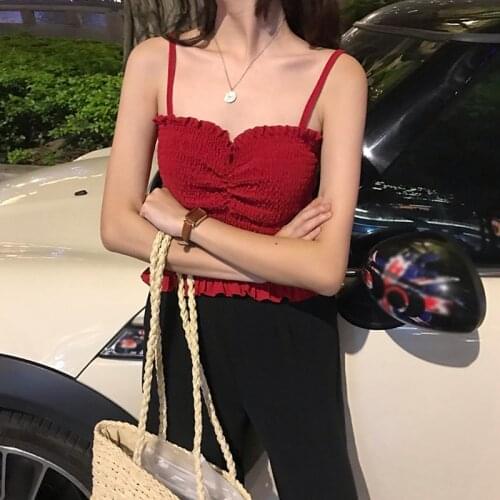 Careful Machine Strap Solid Color Pleated Wrap Chest Vest