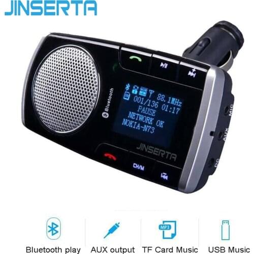 JINSERTA Universal Bluetooth Car Kit Speakerphone U Disk SD Music Car MP3 Player Handsfree Mic for Mobile Remote Consolar