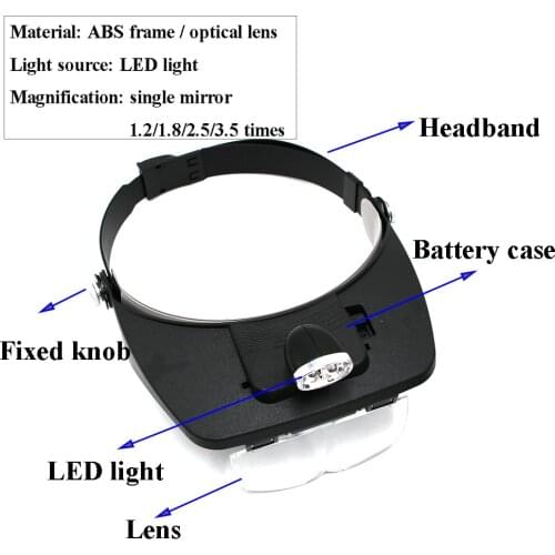 1SET Magnifying Glass For Beekeeping Equipment Head-mounted Multiple Magnification Mirror Height LED Light Magnified Lens Wear