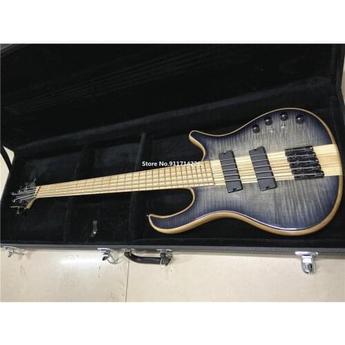 High quality customized version of the 5-string all-body blue electric bass can be customized free shipping
