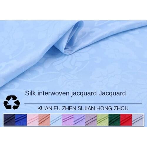 Lotus Jacquard Mulberry Silk Pure Real Crepe Fabric By The Meter per for clothes Dress Skirt Chinese Sewing Thin Printed Brocade