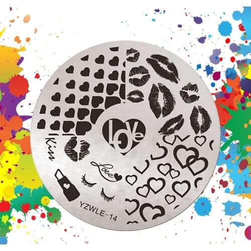 1pcs Nail Art Template Xmas Nail Stamping Plates Beauty Handle heart lipstick kiss Designs Manicure Styling Tools YZWLE14