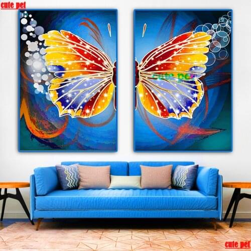2PCS DIY Diamond Embroidery Golden butterfly Cross Stitch Diamond Painting Kits Mosaic Sale Rhinestones Art Handwork Gift Decor