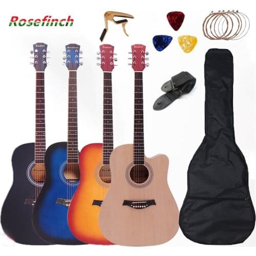 41 inch Acoustic Guitar Full Size Guitar with Bag Pick Capo Strings Folk Guitar for Beginners Musical instrument AGT123