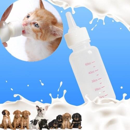 50ML Puppy Kitten Feeding Bottle Set Pet Dog Cat Bady Nursing Water Milk Feeder with Cleaning Brush Newborn Cat Drinking Bottle
