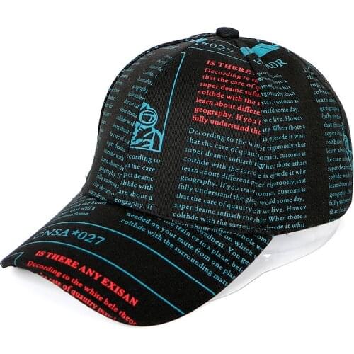 Graffiti Newspaper Letter Printed Baseball Cap Men Women Adjustable Gorras Sun Hat Summer Hip Hop Cap Visor Snapback Hats