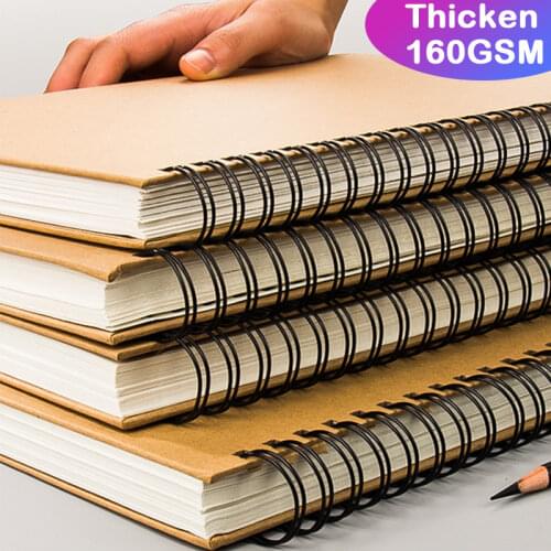 Art Sketchbook Spiral Notebook 160GSM Kraft Paper School Supplies Pencil a5 drawing notepad journal notebook bullet notebook