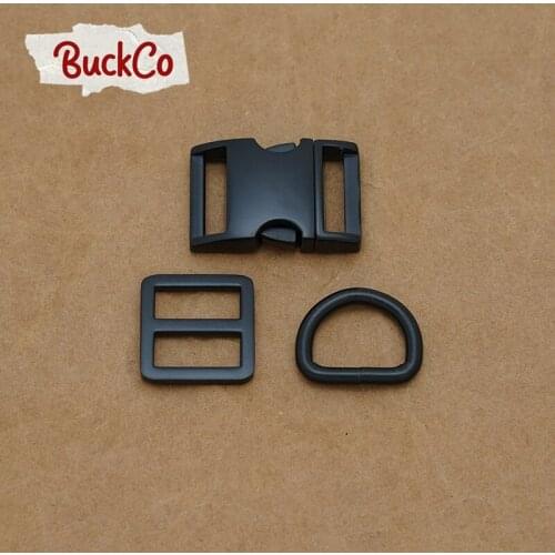 20mm Black(metal buckle+Tri-Glid+D ring/set)for DIY handmade bags belts dog collar webbing sewing premium accessory