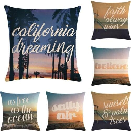 45*45cm cushion cover Letter Beach Days Words Believe Sea Life throw pillow case decor for car seat office home textile