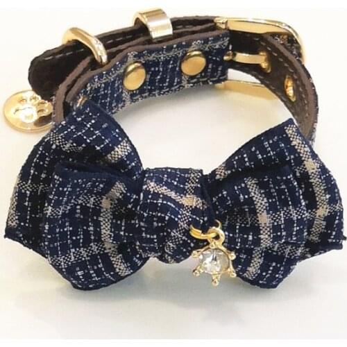 Designer Small Dog Cat Collar Leash Cloth Leather Pet Dog Collar Lead Necklace High Quality Cat Collar Dog Collar Accesorries