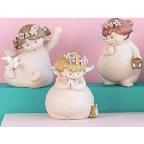 WU CHEN LONG Cute Adorkable Angel Fat Doll Art Sculpture Character Figurine Creative Resin Crafts Decorations For Home R3533
