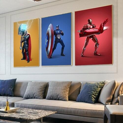 Captain America Funny Marvel Avengers Big Weapon Hulk Poster Print Superhero Canvas Painting Wall Art Picture for Living Room