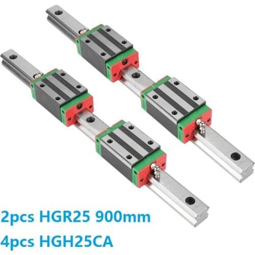 China Made 2pcs Linear Guide Rail HGR25 -L 900MM + 4pcs HGH25CA Or HGW25CC Linear Block Carriage CNC Router Parts