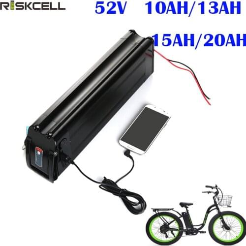 USB Silver Fish 52V 10AH 13AH 15AH 20AH 18650 Cell Li-ion Electric Bike Battery for Bafang TSDZ2 1000W 750W 500W 350W Motor