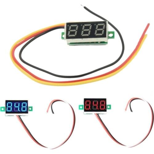 Mini Digital Voltmeter DC 0-100V LED Panel Voltage Meter 3-Digital With 3 Wires
