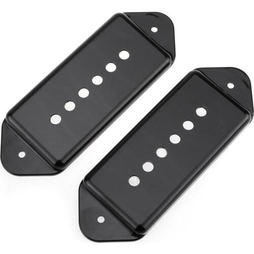 Musiclily Pro 49.2mm P90 Dog Ear Short/Low Neck Position Pickup Covers for USA Gibson/Vintage Style Epiphone, Black (Set of 2)