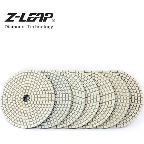 Z-LEAP 100mm 7pcs Diamond Polishing Pads Kit Granite Marble Concrete Abrasive Disc Wet Use A Class Premium Stone Grinding Pad