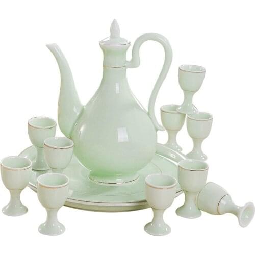 Liquor Glass Set Domestic High-Grade Ceramic in Chinese Antique Style Wine Set Wine Pot Glass Small Wine Utensil Liquor Divider